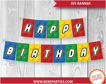 Happy Birthday Banner Lego Lego Happy Birthday Etsy