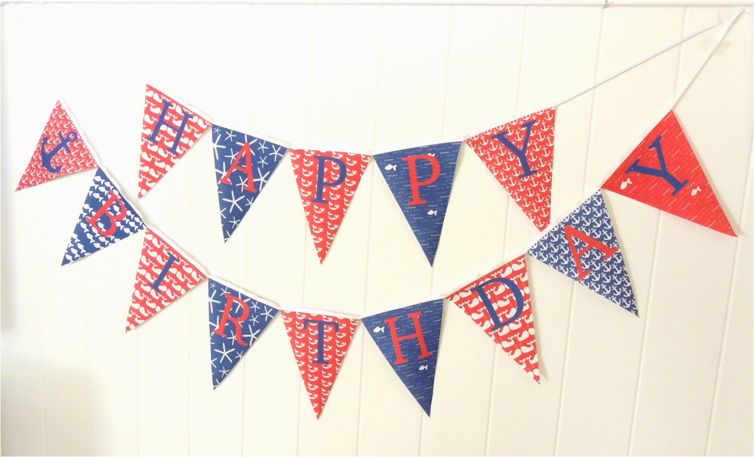 Happy Birthday Banner Nautical theme Nautical Happy Birthday Bunting Happy Birthday Banner Fabric