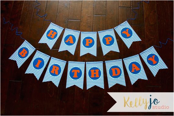 Happy Birthday Banner orange and Black orange Blue Aqua Happy Birthday Banner orange Blue Paper