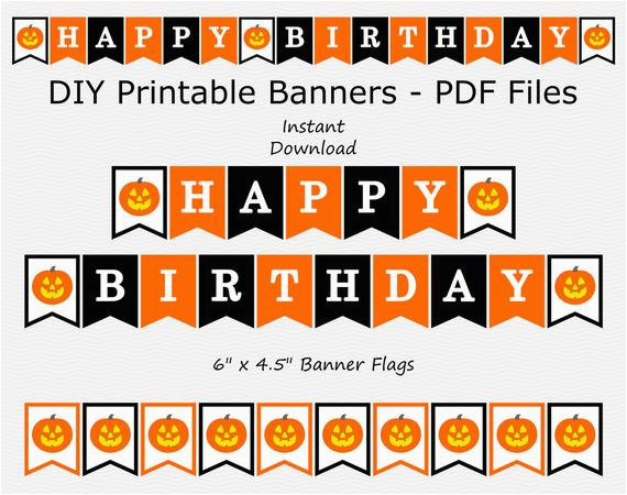 Happy Birthday Banner orange Happy Birthday Banner Black orange Jack O Lantern Etsy