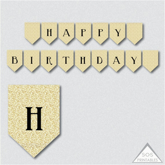 Happy Birthday Banner Pdf Free Happy Birthday Banner Gold Glitter Banner Printable