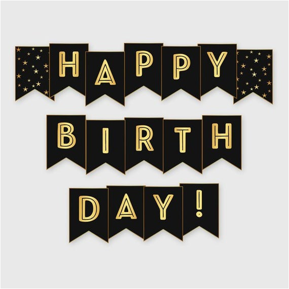 Happy Birthday Banner Printable Black and Gold Black Gold Printable Happy Birthday Banner Birthday