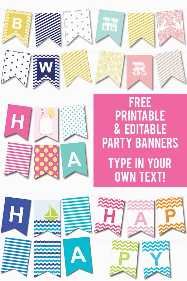 Happy Birthday Banner Printable Free Download Free Printable Editable Party Banners Tip Junkie