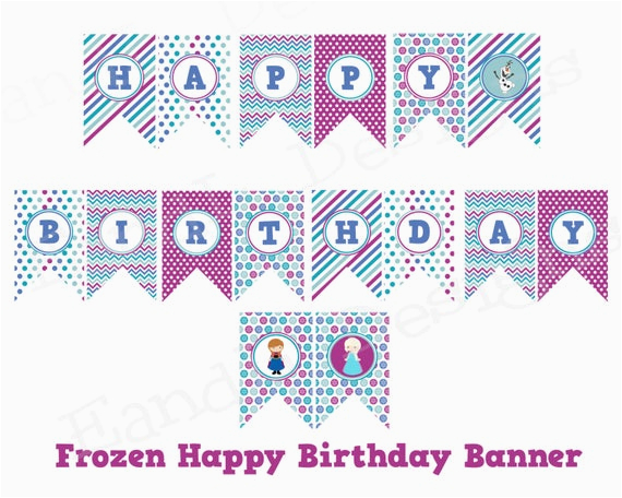 Happy Birthday Banner Printable Free Download Frozen Happy Birthday Banner Instant Download Printable