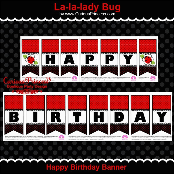 Happy Birthday Banner Printable Red and Black Curious Princess March 2014