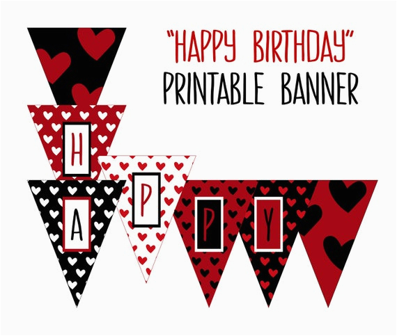 Happy Birthday Banner Printable Red and Black Printable Happy Birthday Banner Birthday Party Printable Happy Birthday Banner Printable Red and Black Printable Happy Birthday Banner Birthday Party Printable