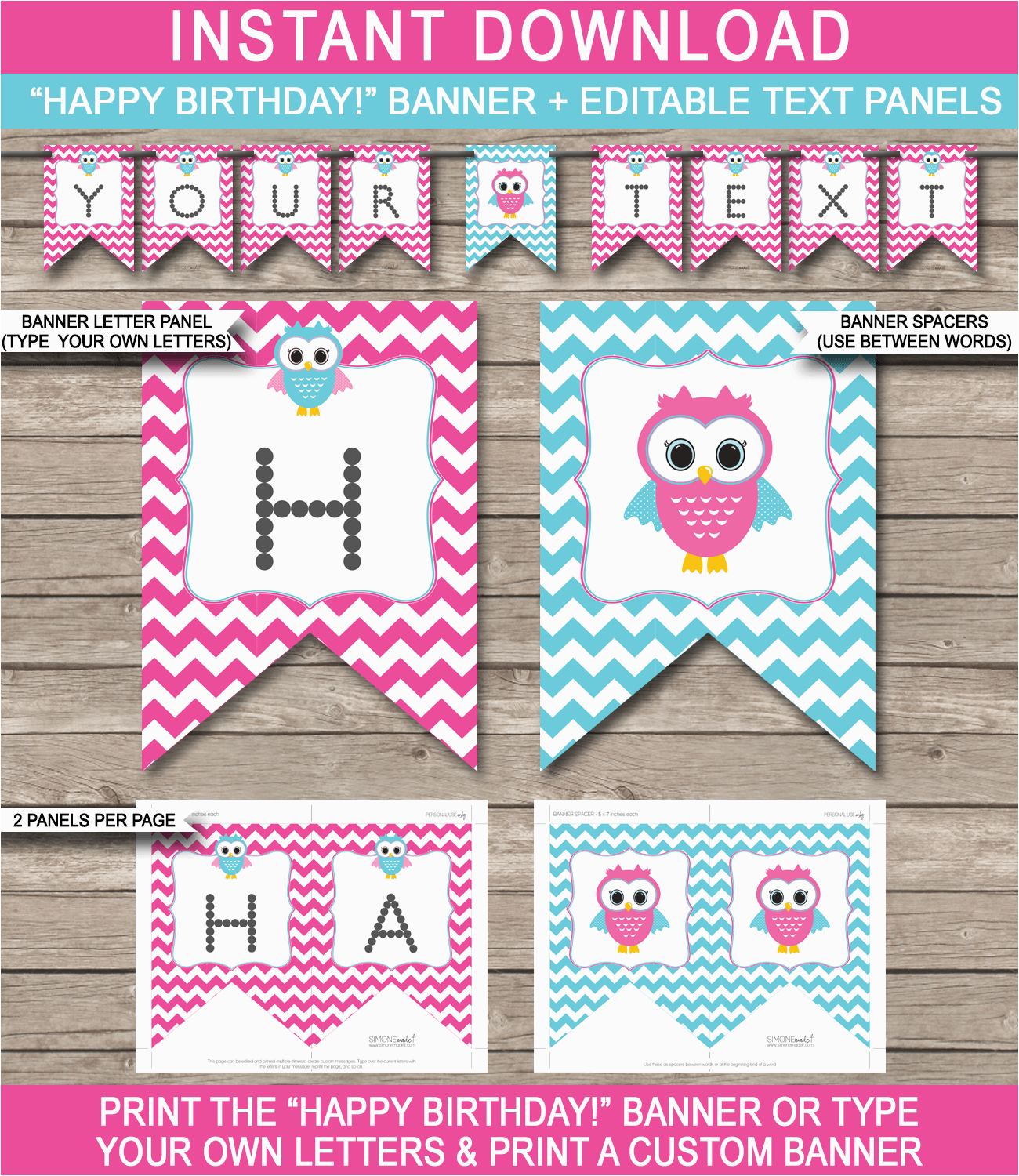 Happy Birthday Banner Template Free Printable Owl Birthday Banner Template Birthday Banner Editable