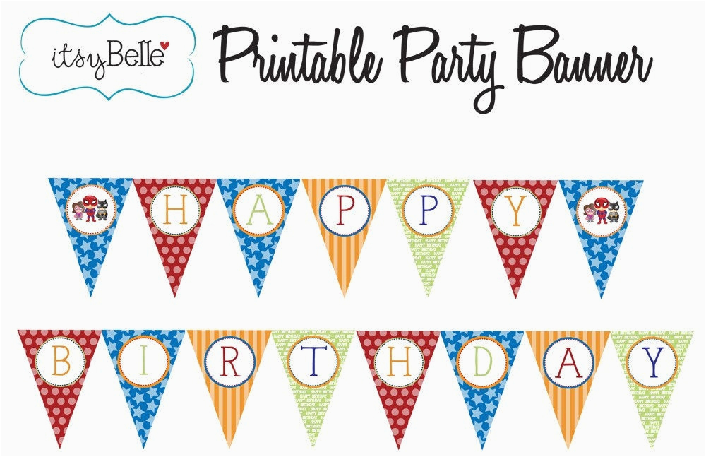 Happy Birthday Banner Template Printable Pdf Lil 39 Super Hero Collection Printable Birthday Banner by