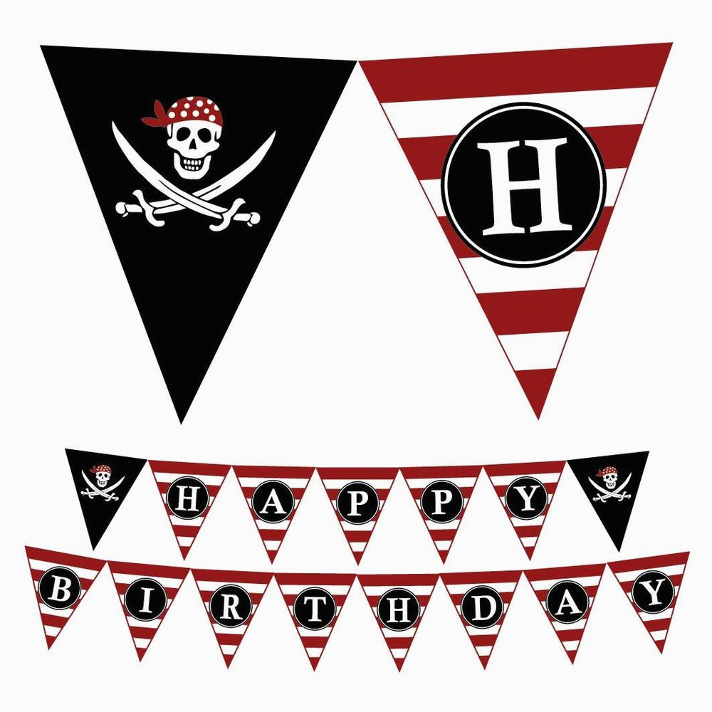 Happy Birthday Banners Ebay Pirate Printable Pdf File Happy Birthday Party Banner Ebay