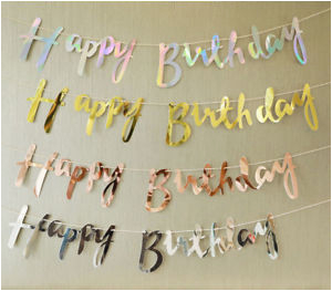 Happy Birthday Banners Silver Rose Gold Silver Happy Birthday Banner Bunting Hanging