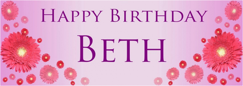 Happy Birthday Banners with Flowers Pink Flowers Birthday Banner Personalised Banners