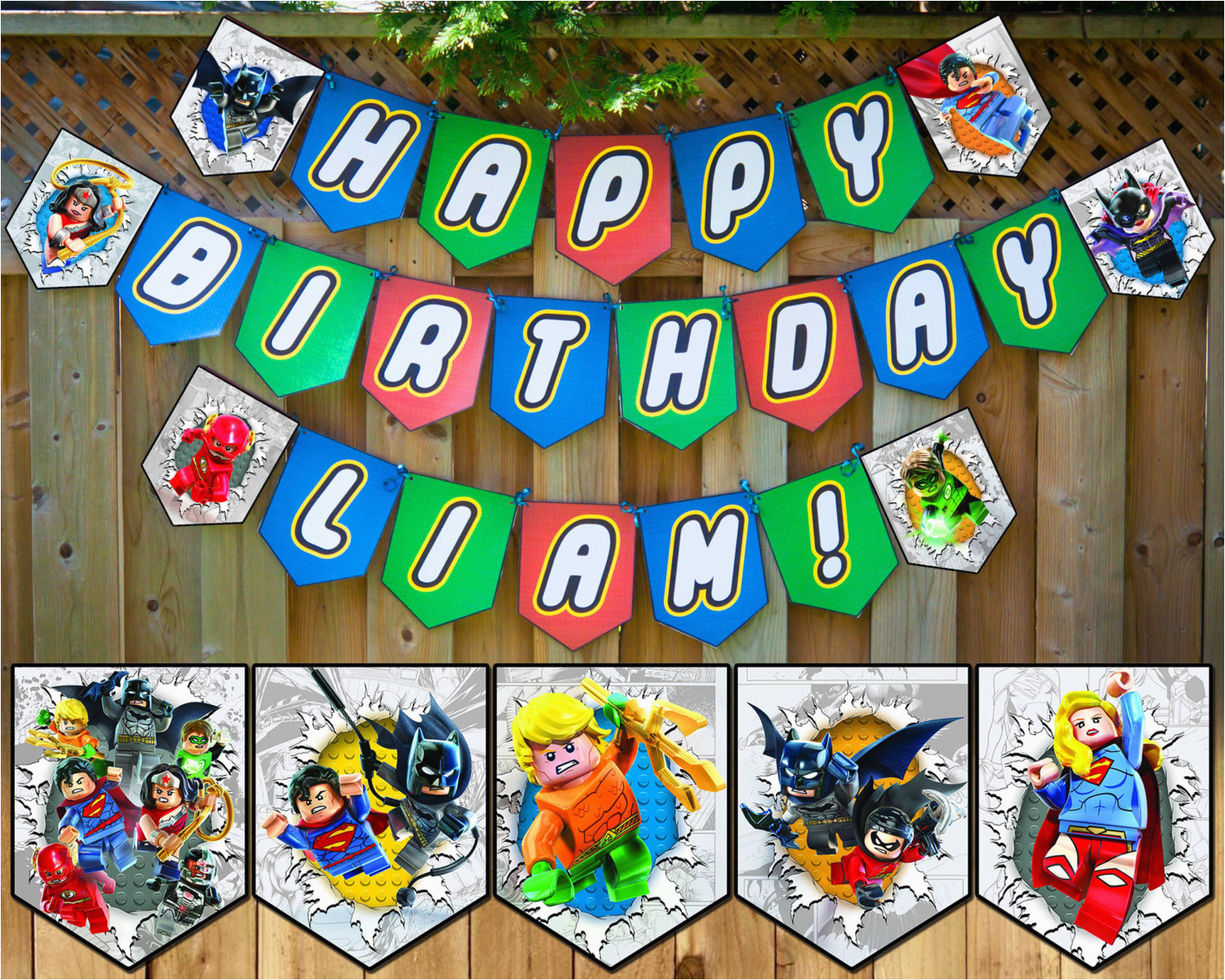 Happy Birthday Lego Banner Printable Lego Justice League Inspired Birthday Banner Instbirthday