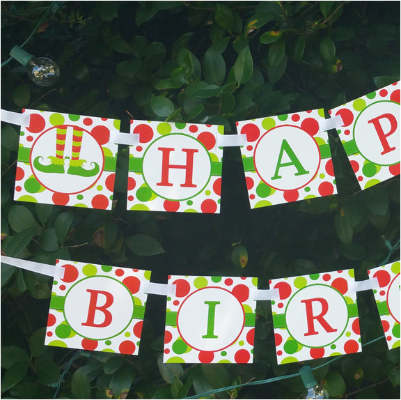 Instant Download Happy Birthday Banner Elf Feet Happy Birthday Banner Printable Instant Download