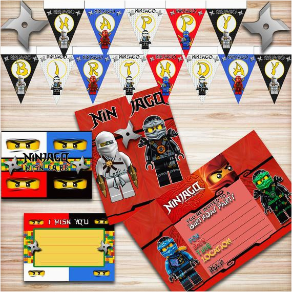 Lego Ninjago Happy Birthday Banner Lego Ninjago Birthday Party Kit Ninjago Banner Ninjago