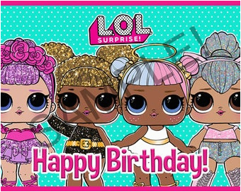 Lol Doll Happy Birthday Banner Lol Cupcakes Etsy