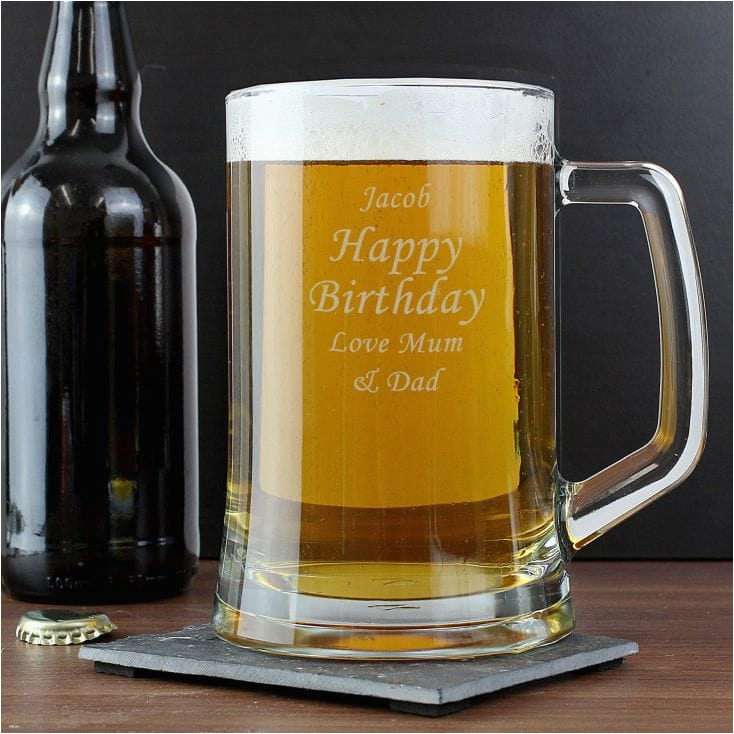 Personalised Birthday Gifts for Him 50th Birthday Personalised Glass Tankard Find Me A Gift