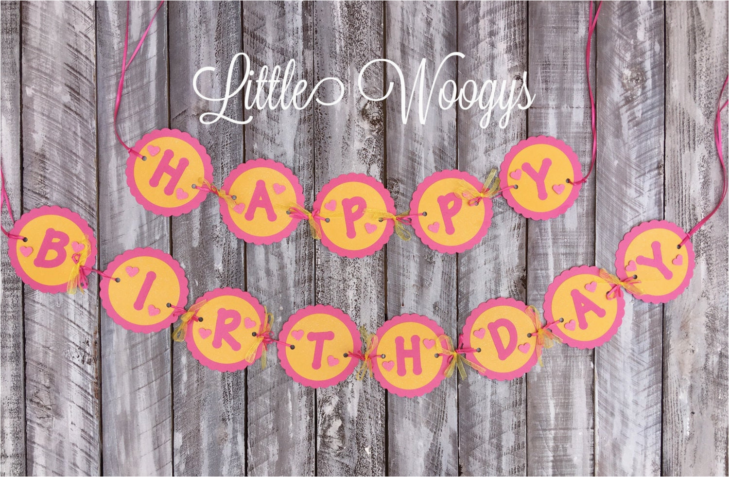 Red and Yellow Happy Birthday Banner Pink Yellow Happy Birthday Banner