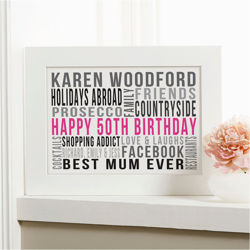 50th Birthday Gifts for Him Uk Personalised 50th Birthday Gifts for Her with Words