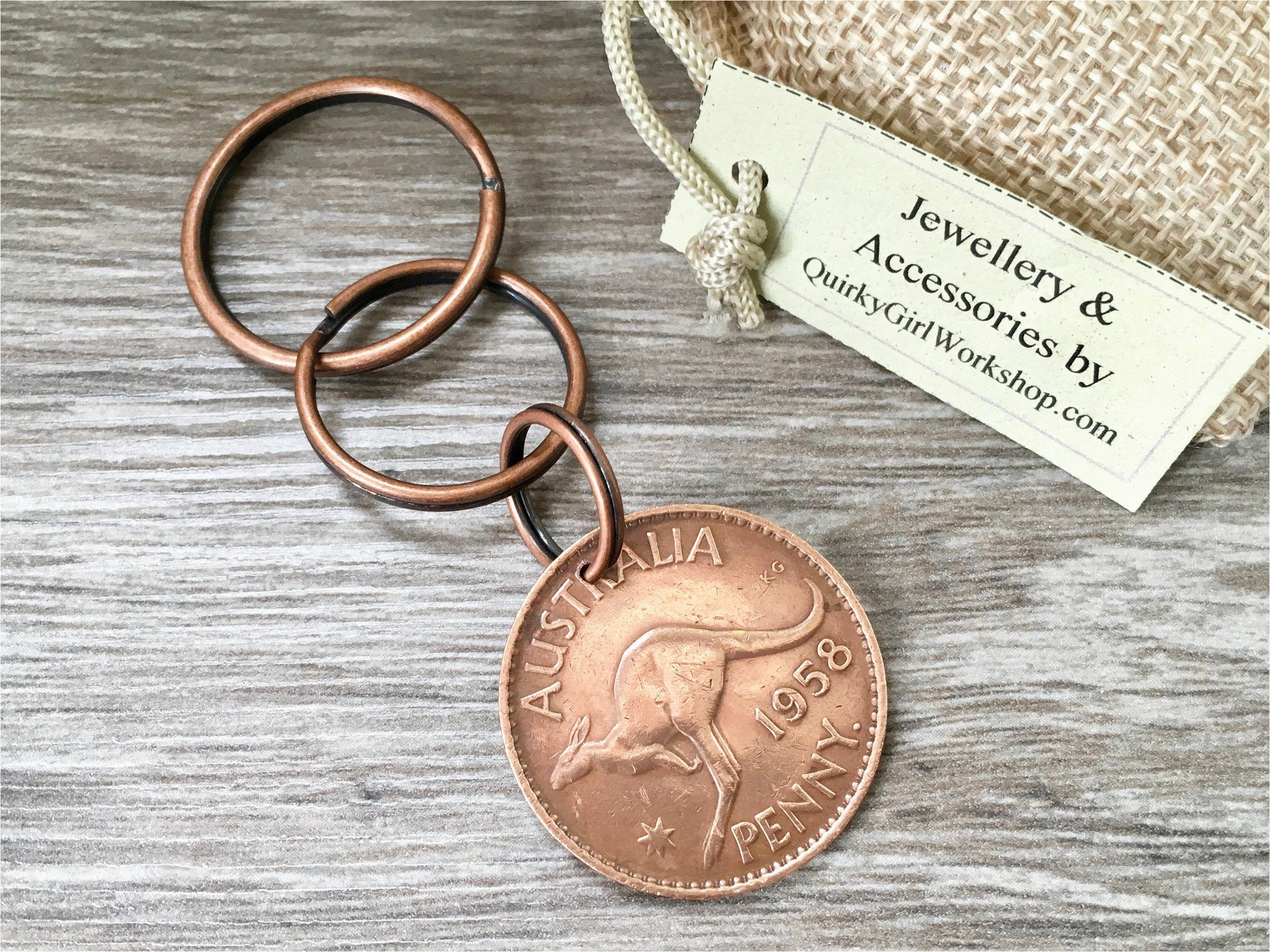 60th Birthday Presents Male Australia 1958 Australian Kangaroo Coin Key Chain 60th Birthday