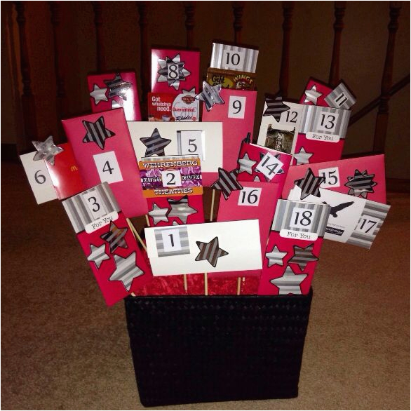 Best 18th Birthday Gifts for Him This is A 18th Birthday Basket Filled with 18 Envelopes