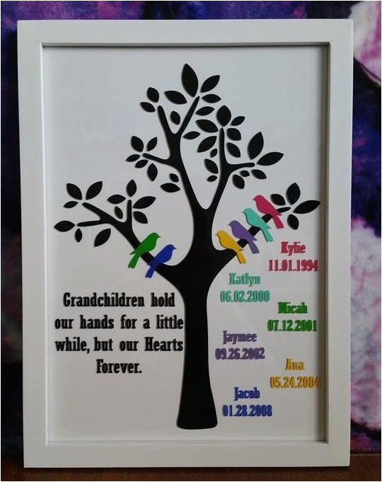 Birthday Gifts for Great Grandma Grandparent Family Tree Frame 6 Grandchildren Custom