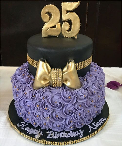 Great Birthday Gifts for A 25 Year Old Female Purple Cake Rose Cake Gold Bow 25 Years Old Birthday