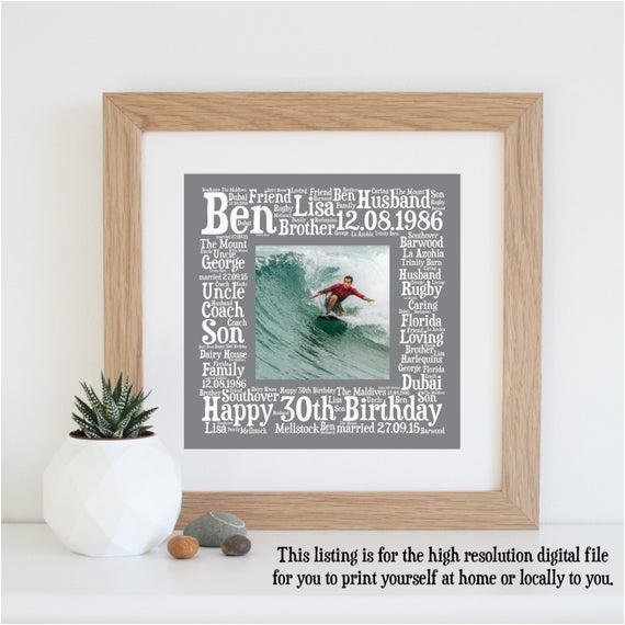 Unique 30th Birthday Ideas for Him Personalised 30th Birthday Gift Printable 30th Birthday