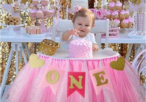 1 Year Baby Birthday Decoration Baby First Birthday Blue Pink Chair Banner One Year 1st