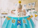 1 Year Baby Birthday Decoration Fengrise Baby First Birthday Blue Pink Chair Banner One