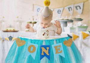 1 Year Baby Birthday Decoration Fengrise Baby First Birthday Blue Pink Chair Banner One