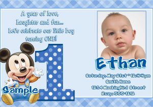 1 Year Old Birthday Invitation Card Sample Baby Mickey 1st Birthday Invitations Eysachsephoto Com