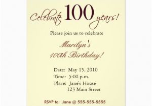 100 Birthday Invitation Wording 100 Year Old Birthday Party Invitation Party Invitations