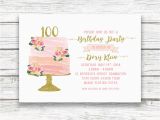 100 Birthday Invitation Wording 100th Birthday Invitation Cake Birthday Invitation