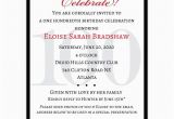 100 Birthday Invitation Wording Classic 100th Birthday Celebrate Party Invitations