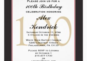 100th Birthday Invitation Wording 100th Centennial Birthday Invitation Zazzle