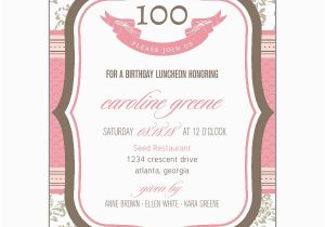 100th Birthday Invitation Wording French Boutique 100th Birthday Invitations Paperstyle