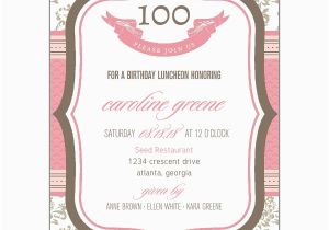 100th Birthday Invitation Wording French Boutique 100th Birthday Invitations Paperstyle