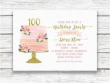 100th Birthday Invitations Ideas 100th Birthday Invitation Cake Birthday Invitation
