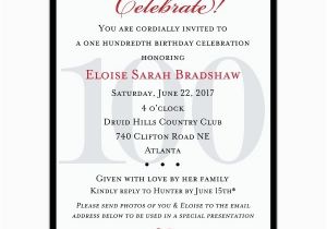 100th Birthday Invitations Ideas 100th Birthday Party Invitations Cobypic Com