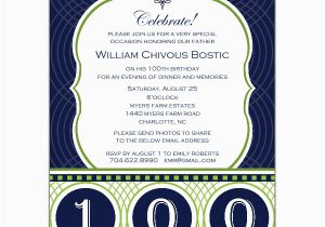 100th Birthday Party Invitation Wording Celebrate His Century 100th Birthday Invitations Paperstyle