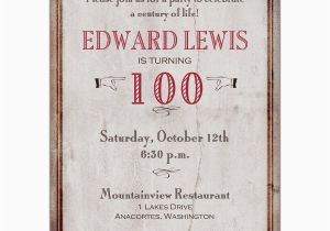 100th Birthday Party Invitation Wording Old World 100th Birthday Invitations Paperstyle