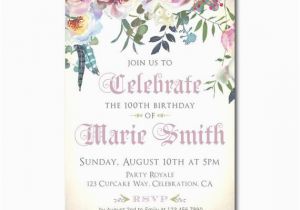 100th Birthday Party Invitation Wording Women 39 S 100th Birthday Invitations 100 Years Old or Any