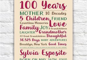 100th Birthday Presents for Him 100th Birthday Gift Choose Any Year to Celebrate