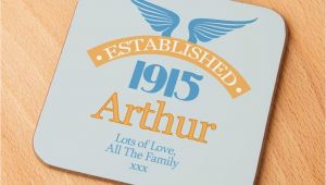 100th Birthday Presents for Him Personalised 100th Birthday Est Coaster forever Bespoke