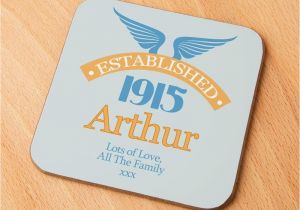 100th Birthday Presents for Him Personalised 100th Birthday Est Coaster forever Bespoke