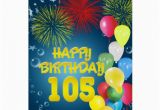 105th Birthday Card 105th Birthday Card with Fireworks and Balloons Zazzle