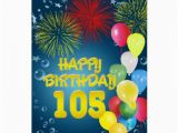 105th Birthday Card 105th Birthday Card with Fireworks and Balloons Zazzle