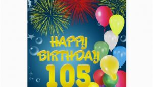 105th Birthday Card 105th Birthday Card with Fireworks and Balloons Zazzle