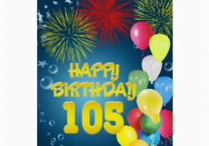 105th Birthday Card 105th Birthday Card with Fireworks and Balloons Zazzle