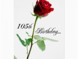 105th Birthday Card 105th Birthday Red Rose Card Zazzle